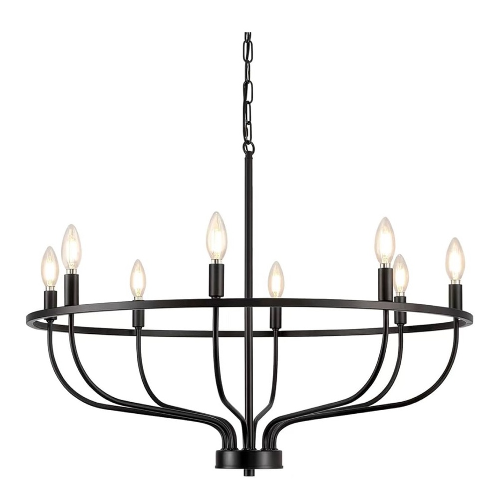 Black Metal Chandelier with 8 Lights